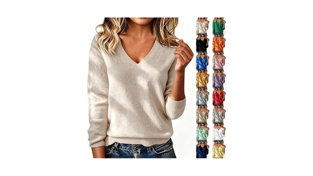 Cashmere Sweaters For Women Cozy Warm Knit Wool Pullover V