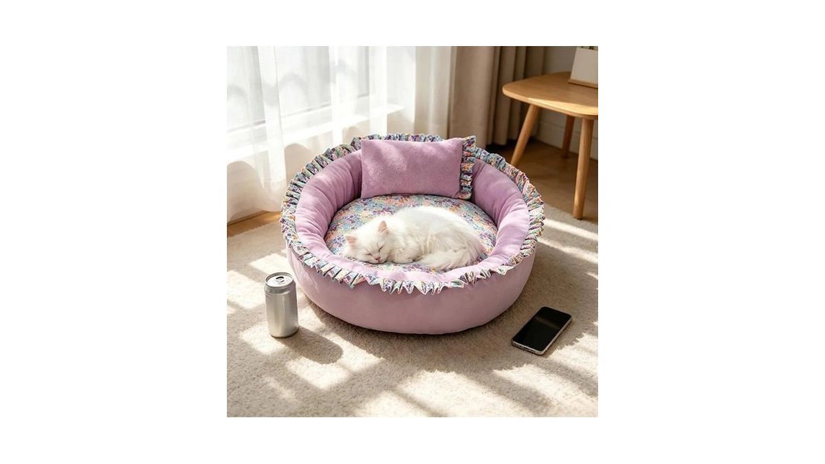 Donut Dog Bed With Pillow, Round Puppy Bed For Small