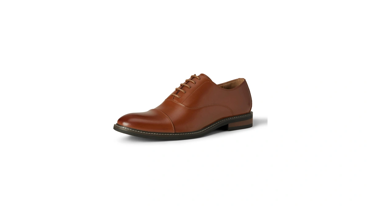 Amazon Essentials Men's Cap Toe Oxford Dress Shoes, Tan, 7