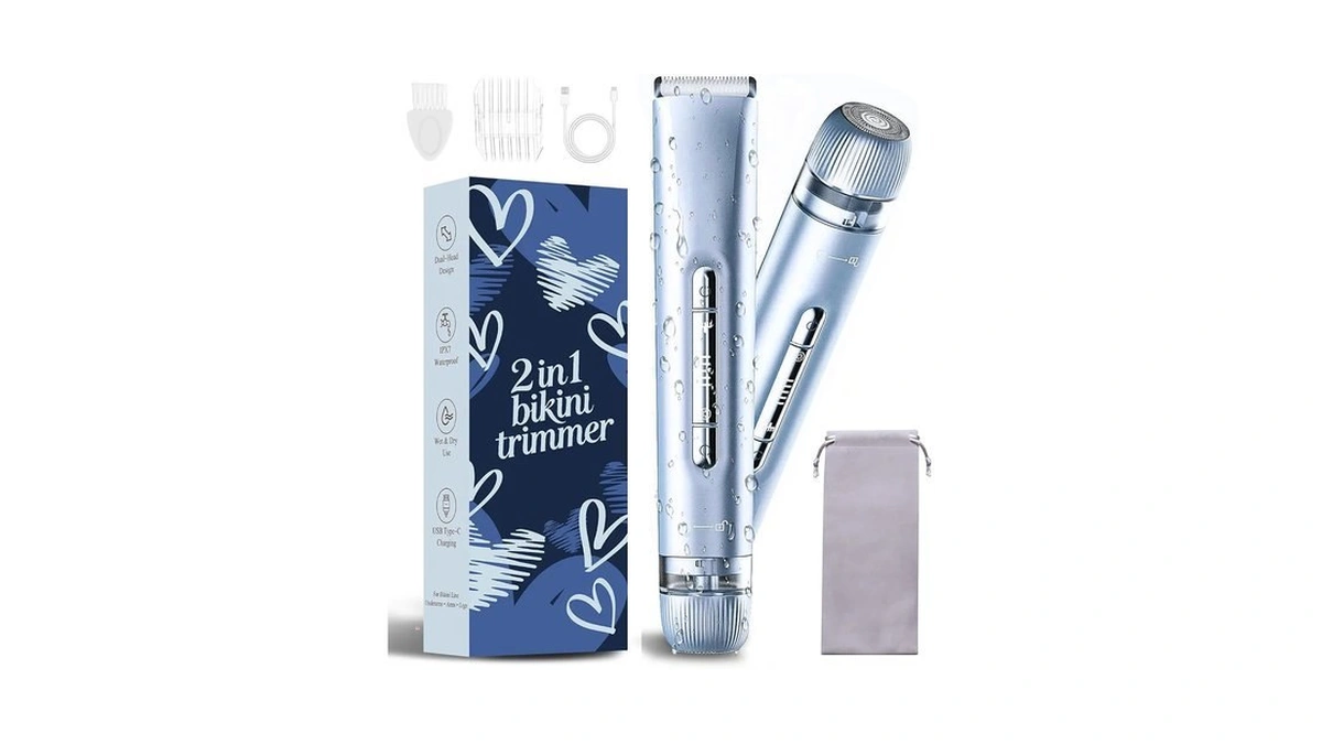 Bikini Trimmer For Women Ipx7 Waterproof Dual-head Body Razor,blue