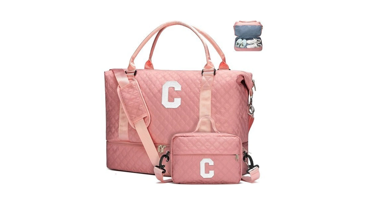 Woomada Initial Duffle Bag With Shoe Compartment,personalized Weekender Bag, Overnight
