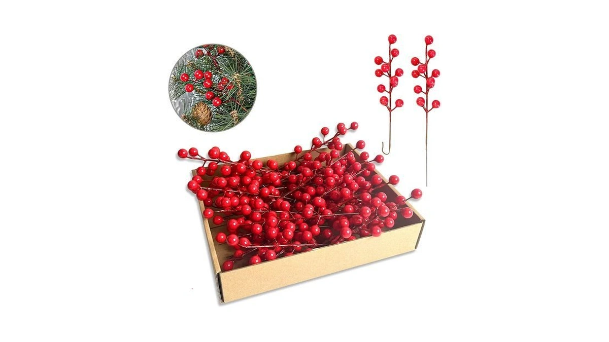 35 Pack Christmas Tree Decorations,9 Inch Artificial Red Berry Stems,red
