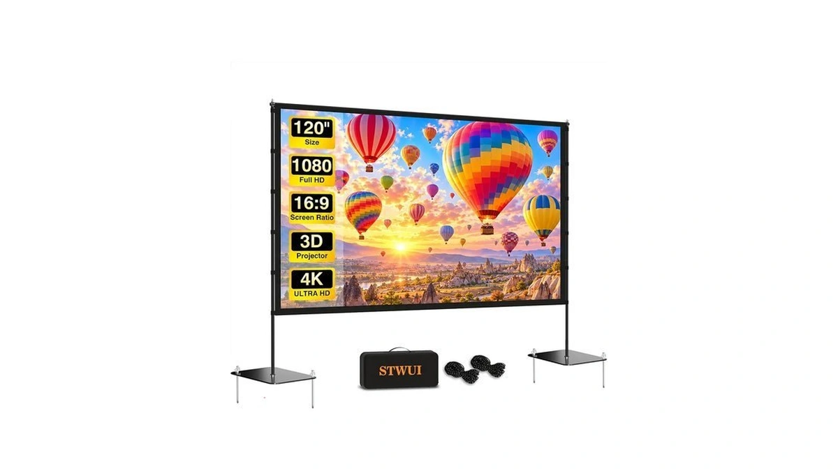 Outdoor Projector Screen With Stand Featuring A Stake-down Base-120 Inch