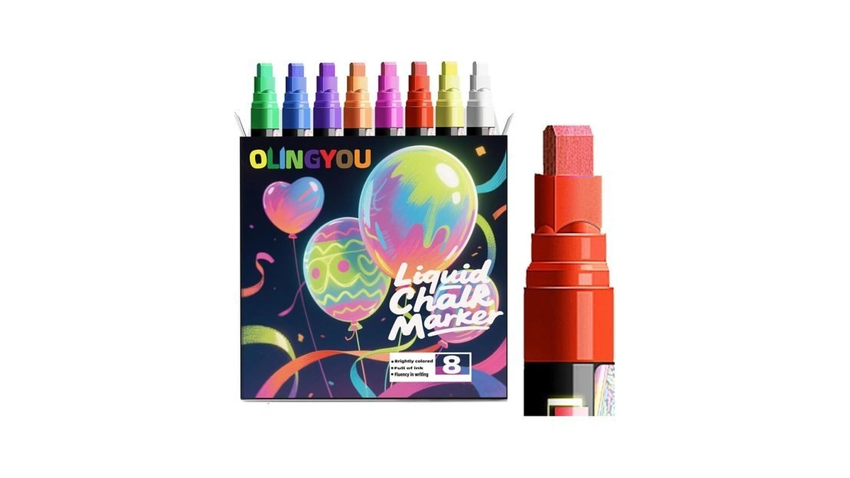 Olingyou Window Chalk Markers For Cars Glass Washable, 8 Colors