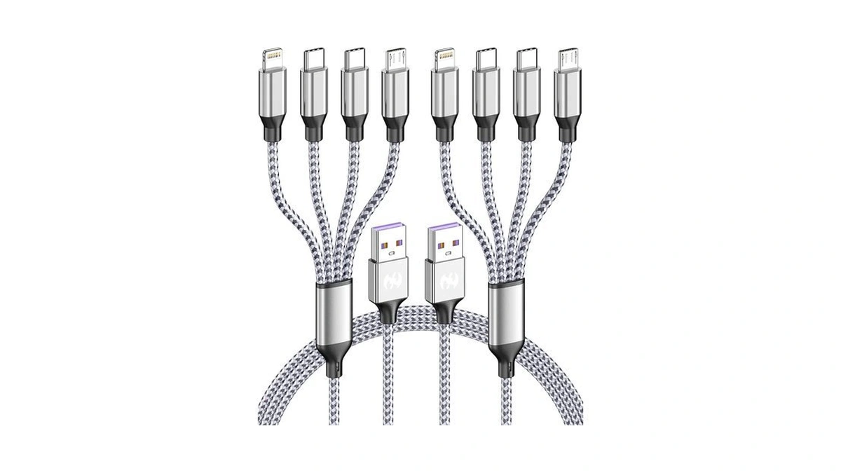 4 In 1 Multi Charging Cable 4ft 2 Pack,braided Mfi