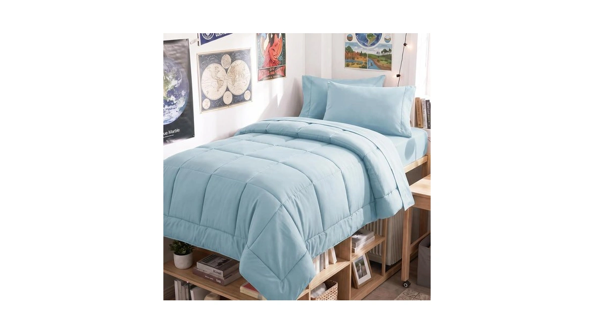Cozylux Twin Xl Comforter Set Light Blue - 5 Pieces