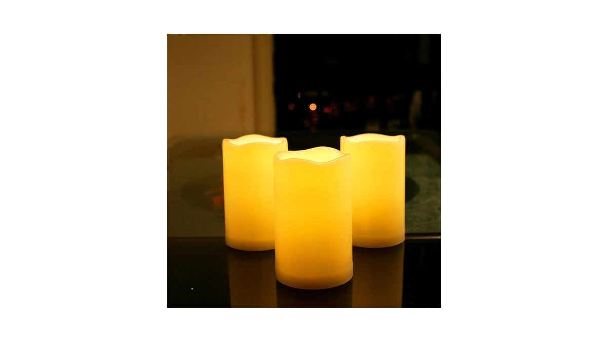 Outdoor Battery Operated Flameless Pillar Candles Remote Timer 3”x5” 3