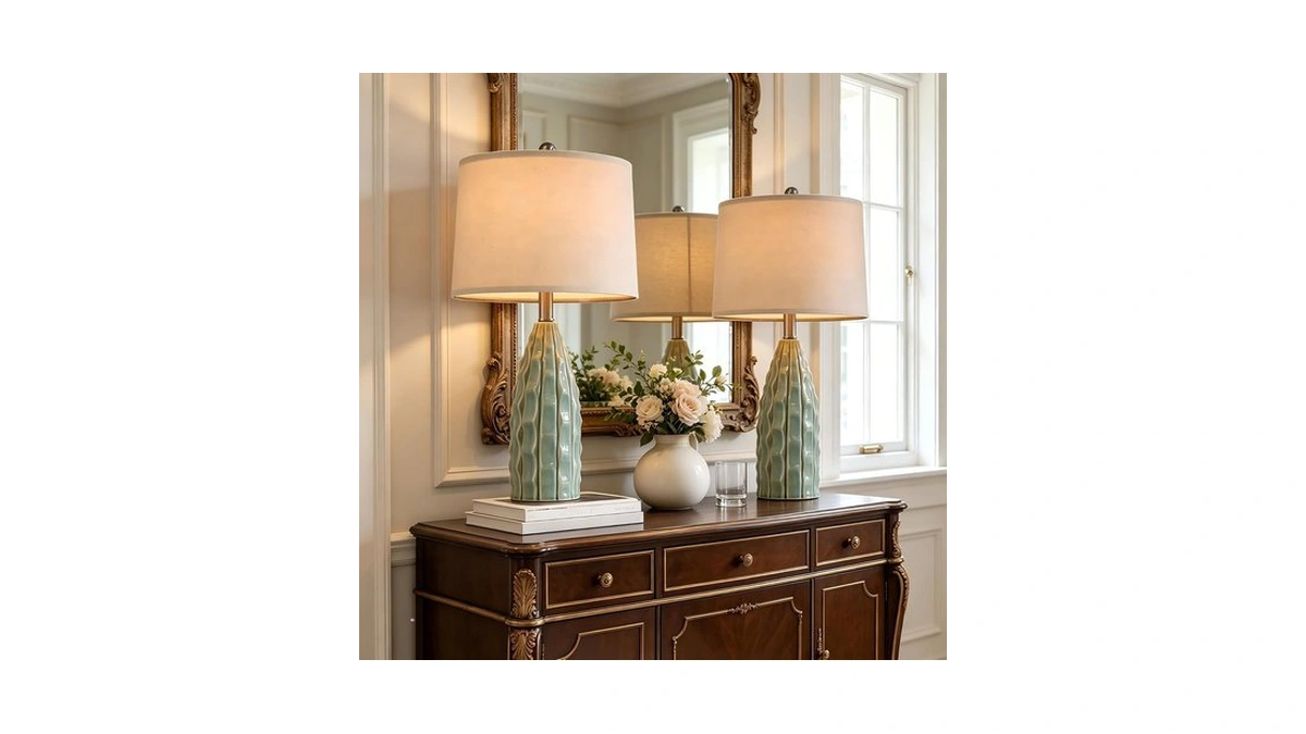 Usumkky Ceramic Table Lamps Set Of 2, 23.75" Modern Farmhouse