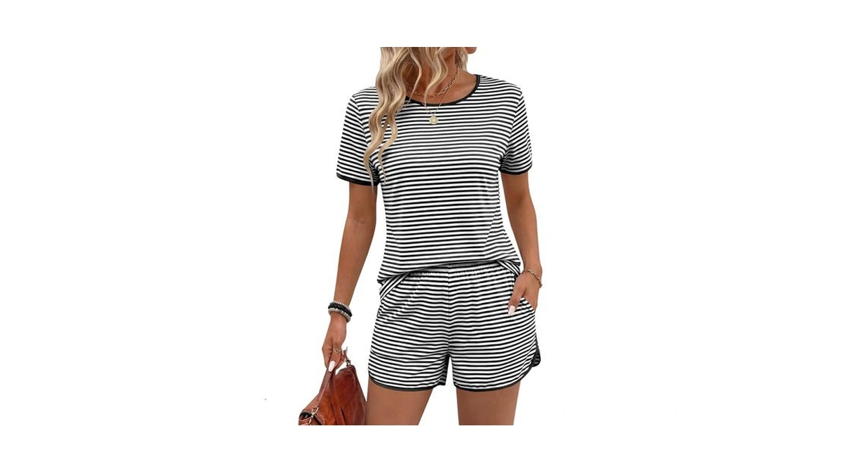 Rapbin Ladies Pajamas Sets Summer Short Sleeve 2 Piece For