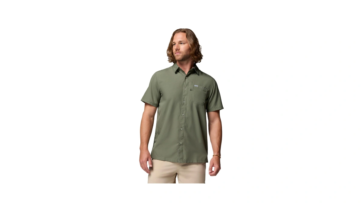 Columbia Mens Slack Tide Short Sleeve Camp Shirt, Cypress, 3x