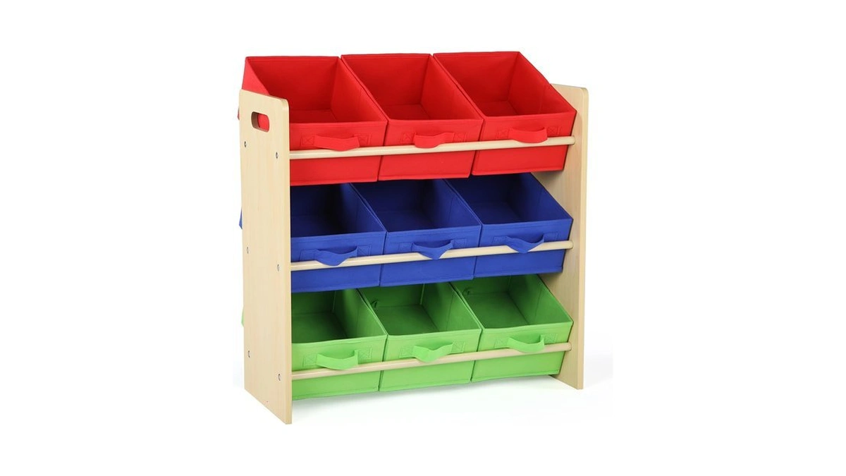 Humble Crew Kids Toy Organizer With 9 Fabric Bins, 3