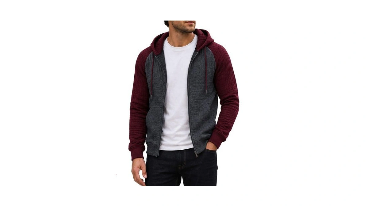 Lightweight Hoodie For Men Full Zip Up Long Sleeve Waffle