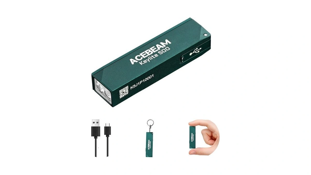Acebeam Keylite 500 High Lumens Keychain Flashlight, Flat Pocket Edc