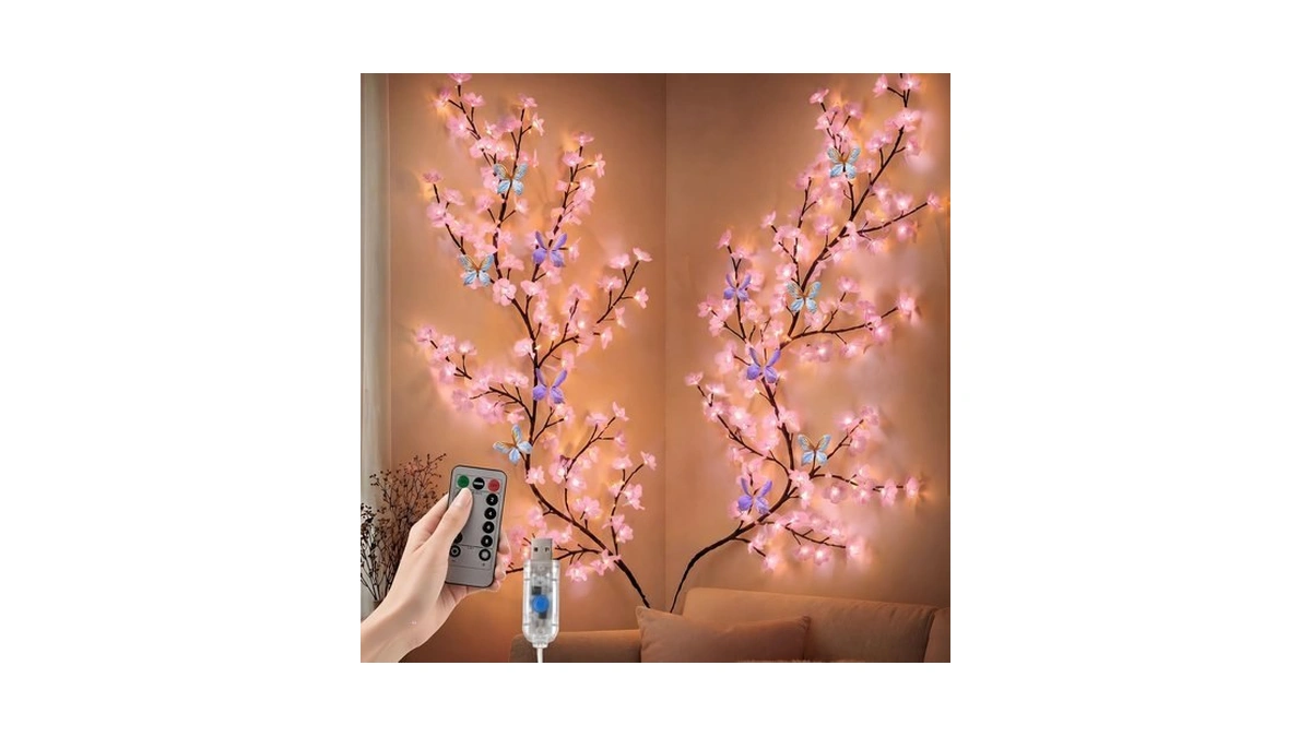 Cherry Blossom Butterfly Led Lights For Wall Room Decor, 3.94