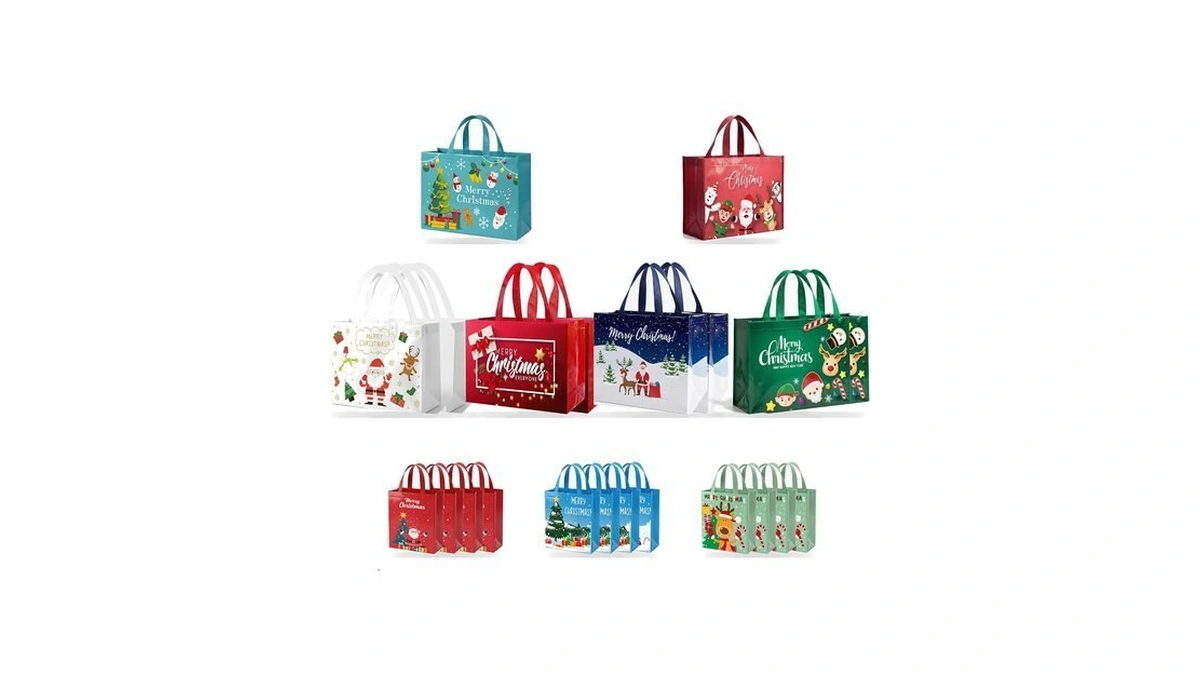 Ipqxe 22 Pack Christmas Gift Bags Assorted Sizes- Reusable Tote