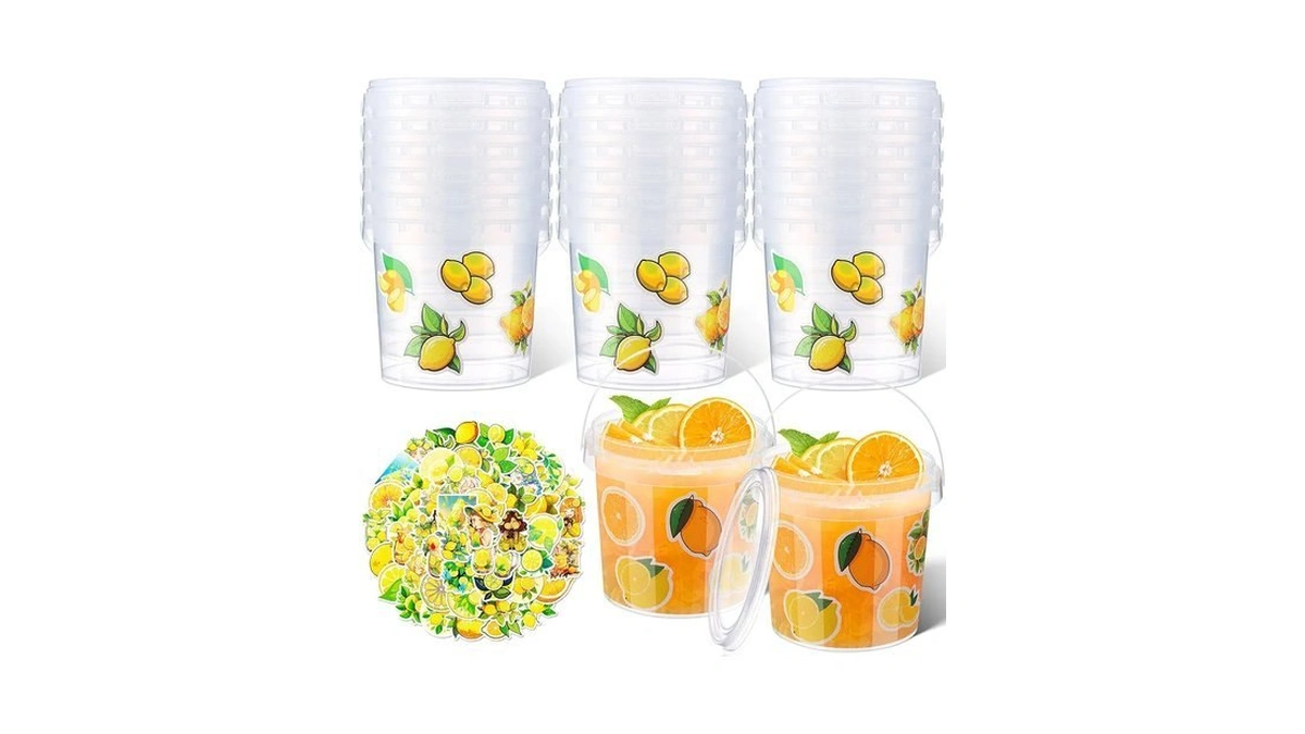 Perkoop 20 Pcs 32 Oz Clear Ice Cream Buckets With