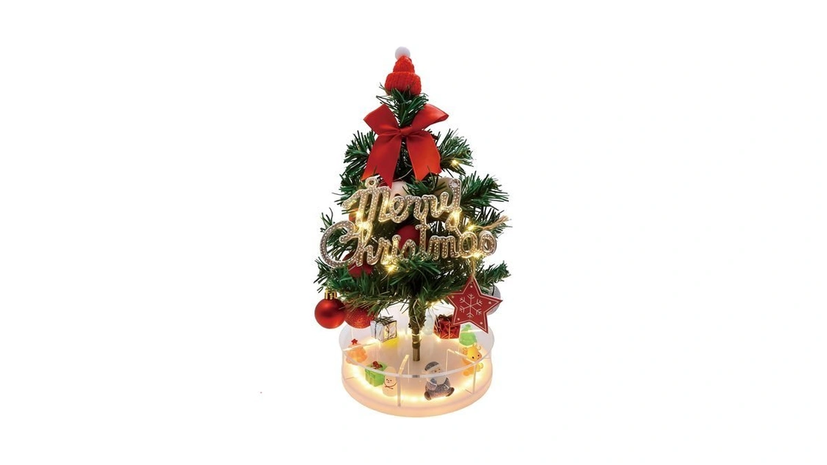 Qz-itry Mini Christmas Tree With Lights & Ornaments - 12"