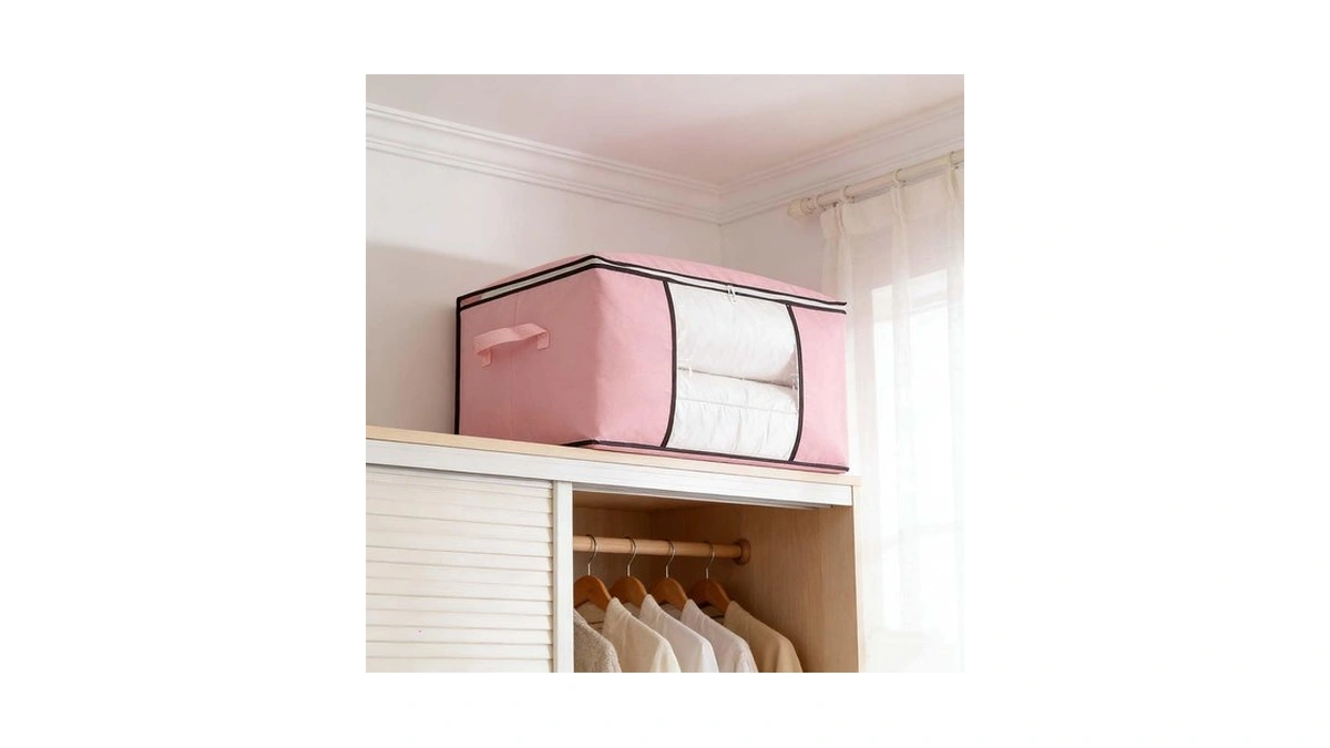 Large Storage Bags Comforters And Blankets, Closet Storage Organizer(pink)