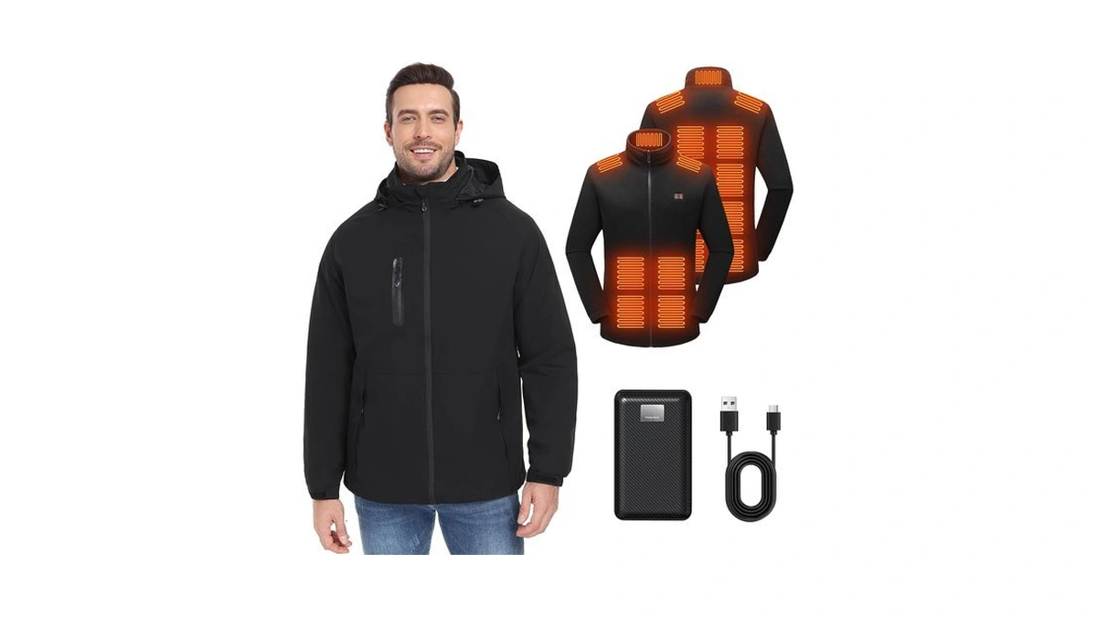 Changeown Men's 3-in-1 Heated Jacket With Battery, Waterproof Windproof Detachable