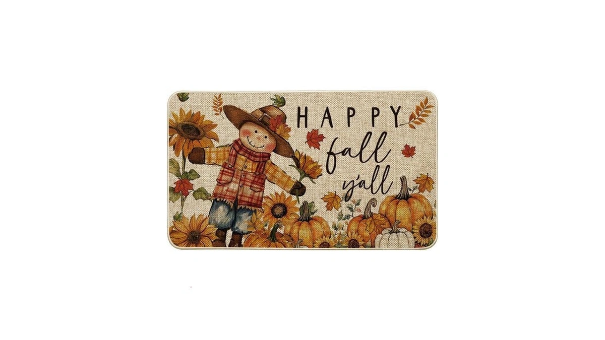 Artoid Mode Scarecrow Sunflower Happy Fall Doormat 17x29 Inch