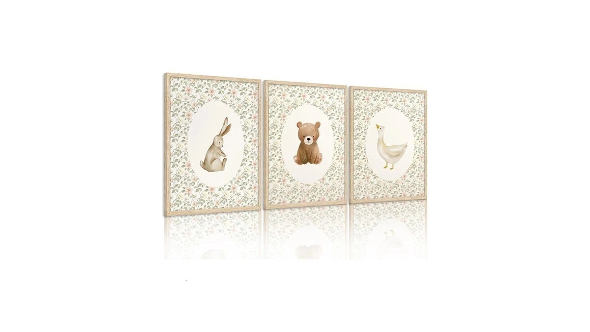Vzkrhpga 3pcs Animal Nursery Wall Art Cute Goose And Bunny