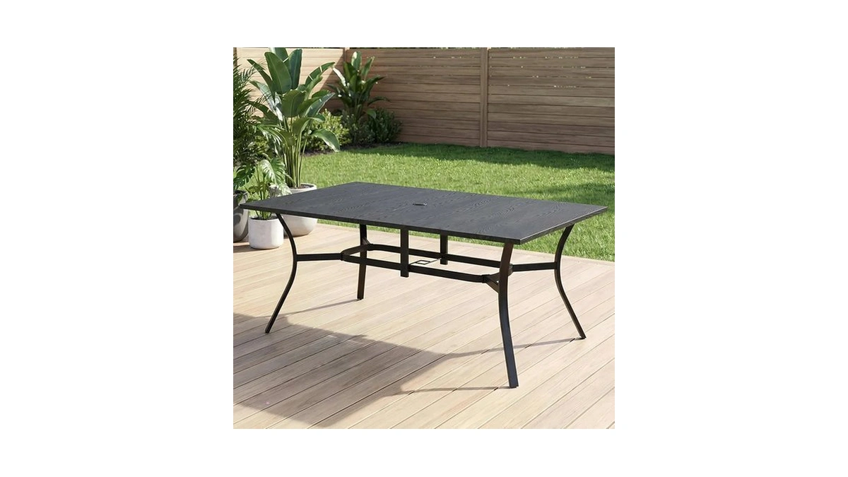 Lutinlix 63”x37.8” Metal Outdoor Dining Table For 6,rectangular Patio Dining