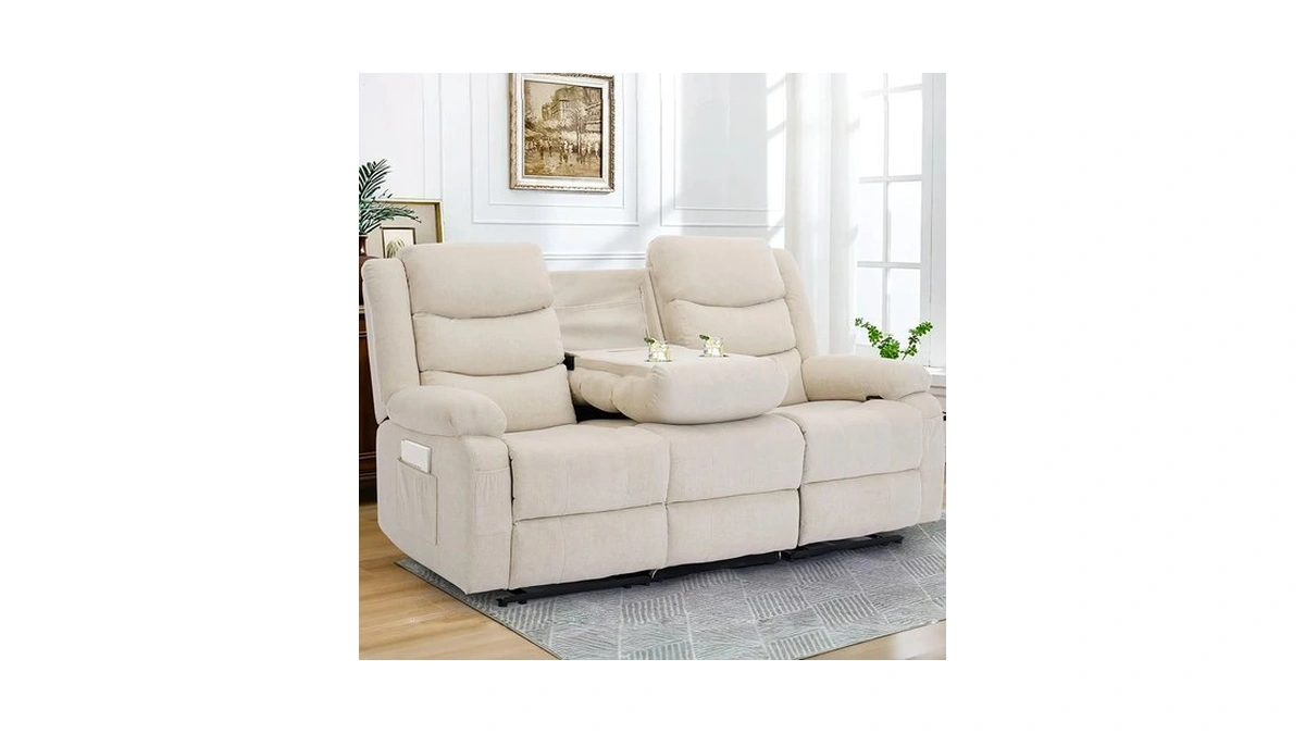 Korser Recliner Sofa, Reclining Loveseat With Console, Oversized Reclining Couch