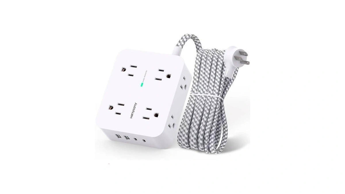 Hanycony Surge Protector Power Strip, 1080j, 5 Ft Braided Extension
