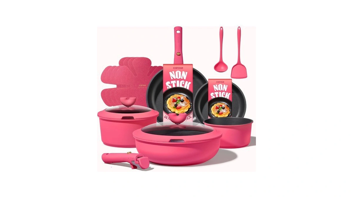 Carote 15pcs Pots And Pans Set Non Stick, Cookware Set