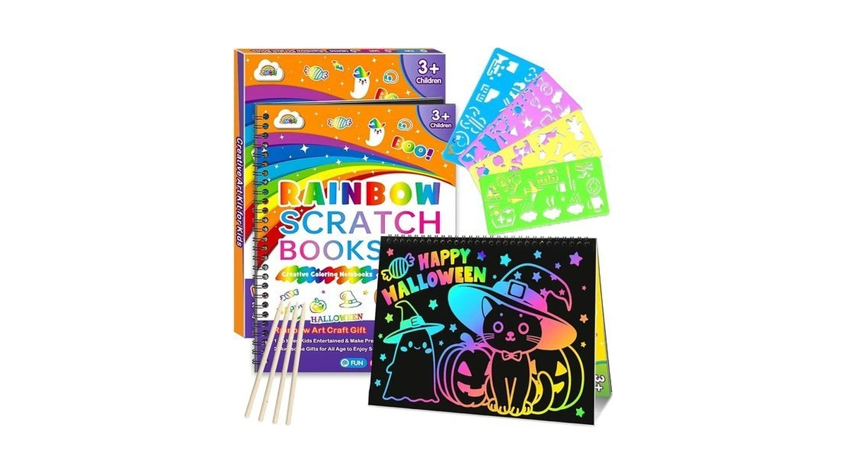 Zmlm Scratch Paper Art Craft: 2 Pack Rainbow Scratch Set