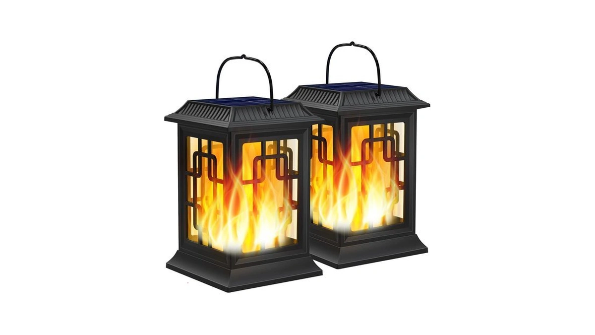 Woenergy Solar Lanterns Outdoor Waterproof, Hanging Solar Lights 2 Pack