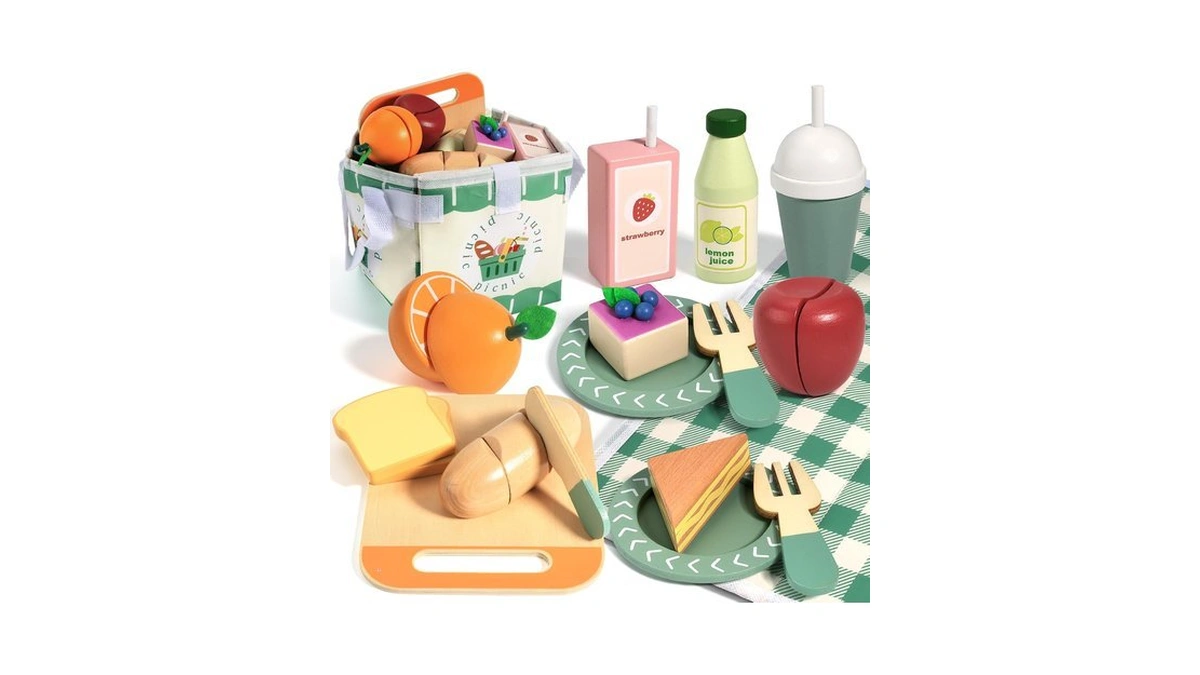 Picnic Wooden Play Food Set - Pretend Play Toys, Wood
