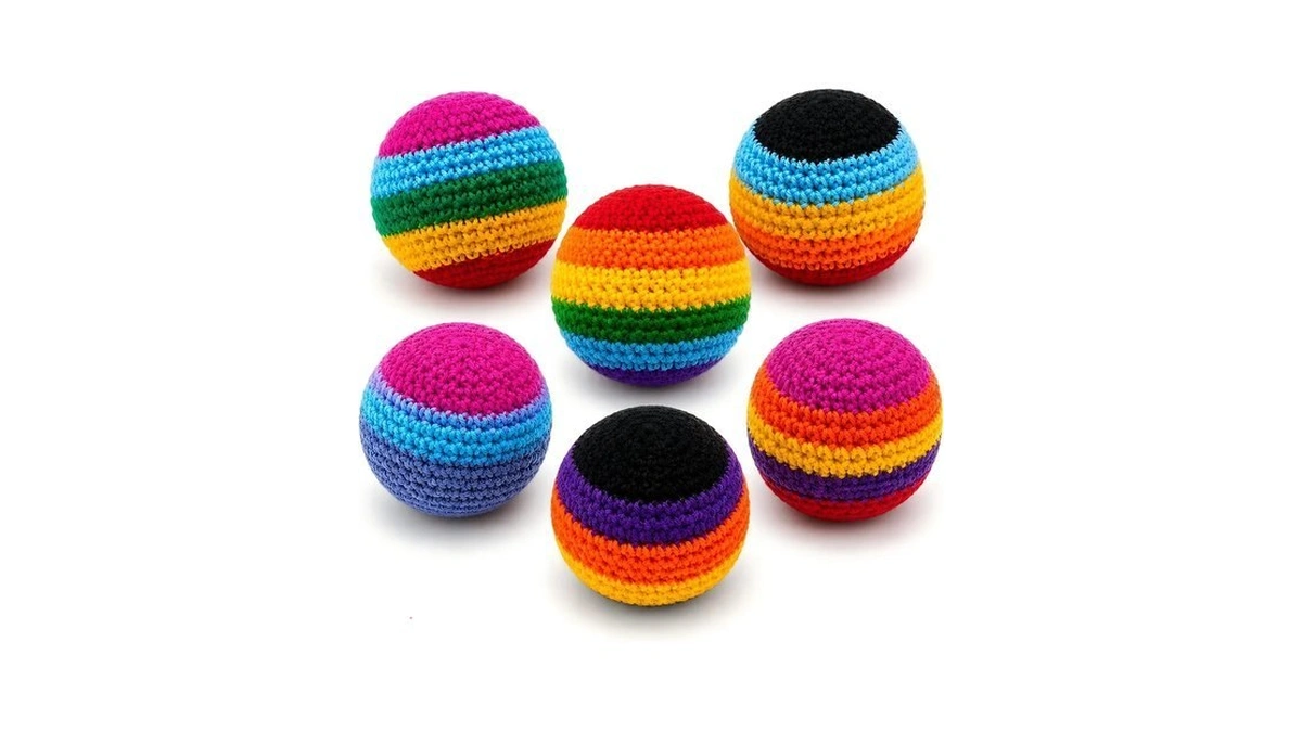 6-pack Hacky Footbags Sack, Handmade Crochet Footbag Set For Teens