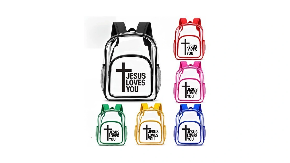 Amylove 6 Pcs 15 Inches Clear Christian Backpack Bulk For