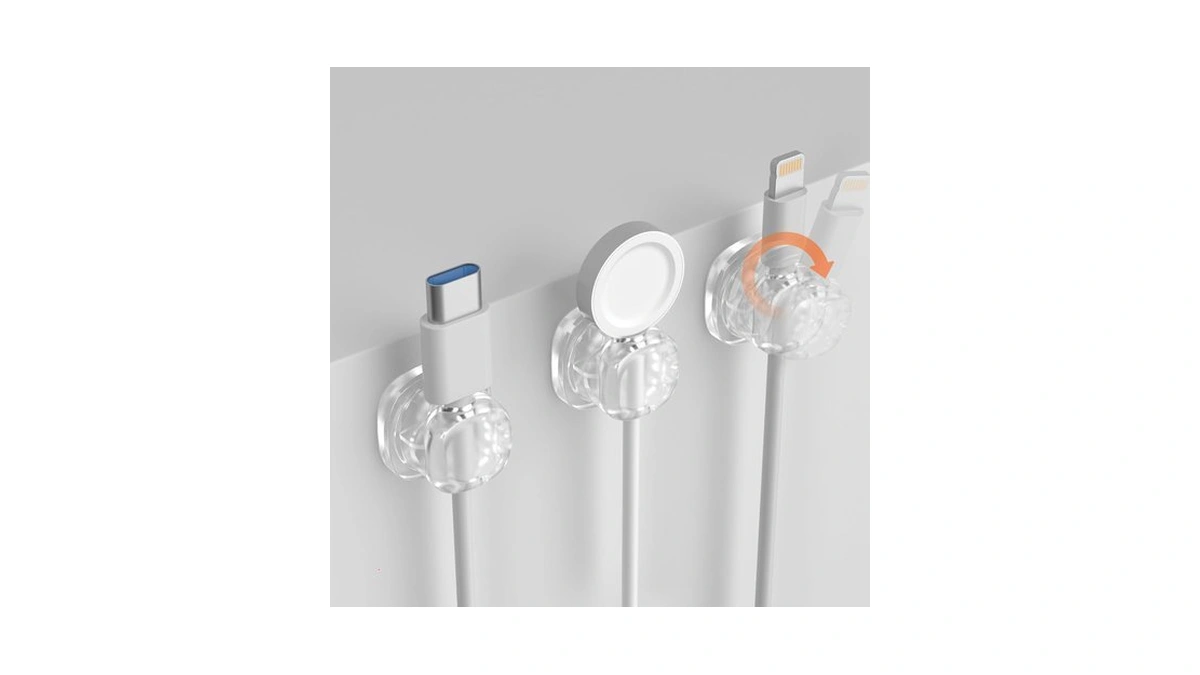 3 Pack Clear Rotating Cable Organizer, 360° Swivel Cord Winder