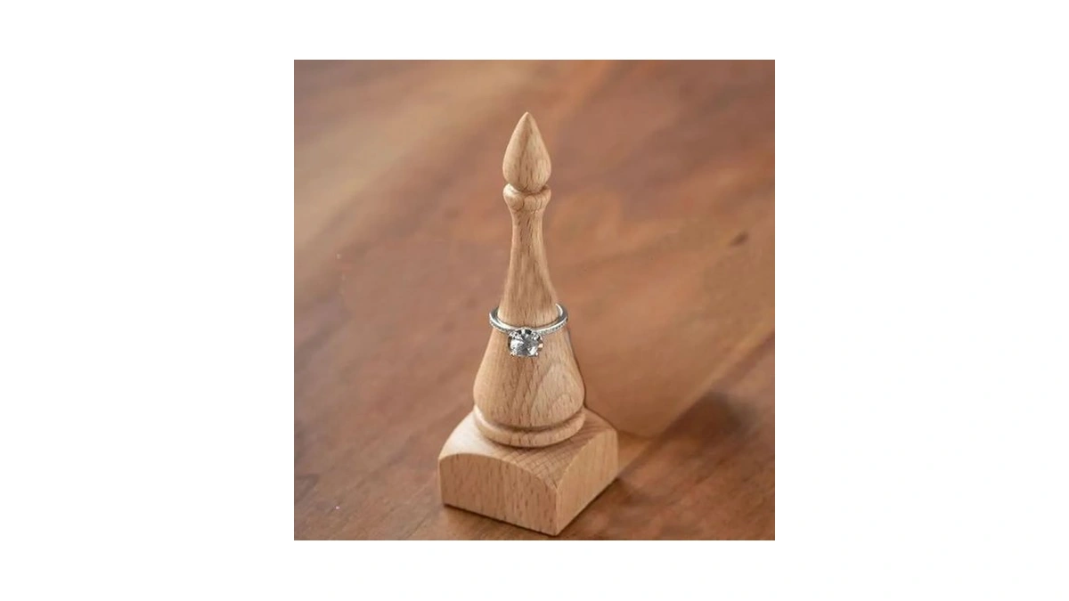 Dzrige Wood Ring Display Stand Cone Tower Ring Holder For