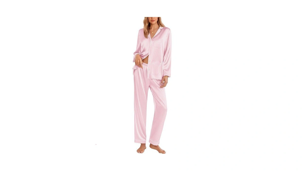 Ekouaer Pajamas For Women Set Silk Satin Lightweight Pajamas With