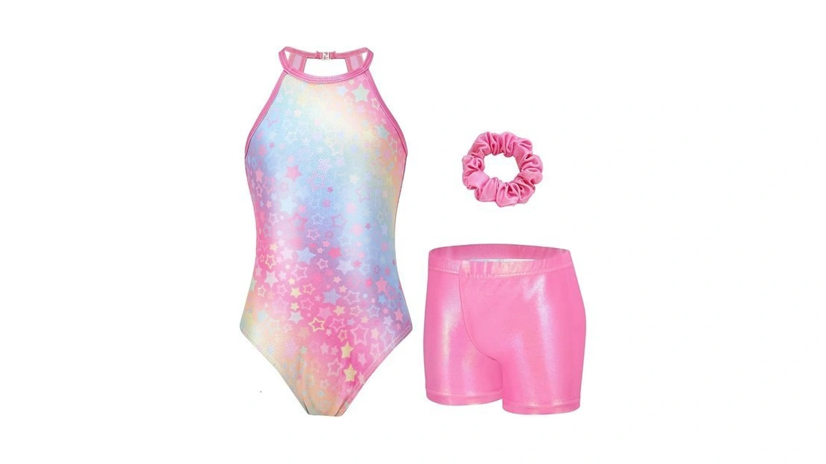 Zaclotre Girls Gymnastics Leotards Clasp Back Leotard With Tumbling Shorts