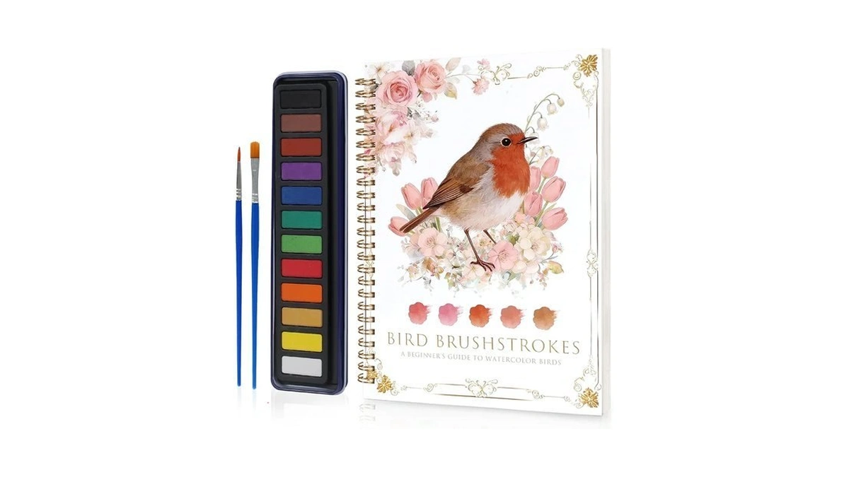 Nivlop Easy-learn Bird Watercolor Workbook, 12 Unique Bird Patterns