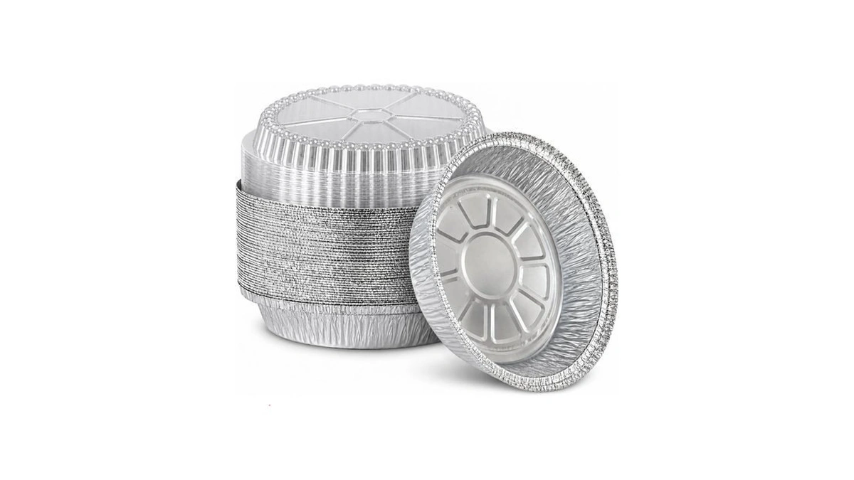 Julpvom 50-pack 9" Round Aluminum Foil Pans With Clear Lids