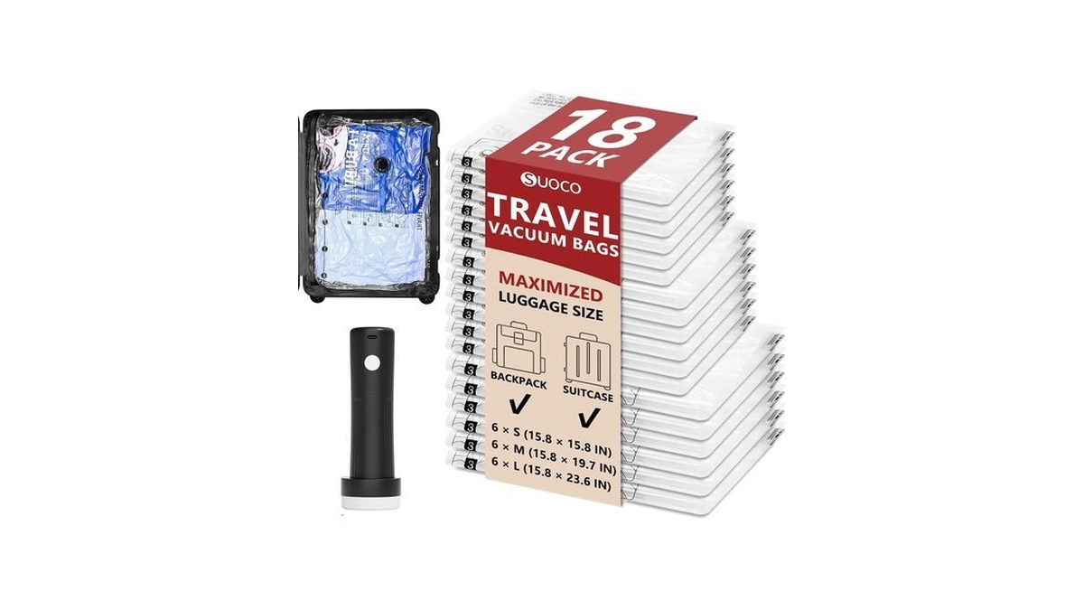 Travel Vacuum Bags For Clothing With Cordless Pump 18 Combo,