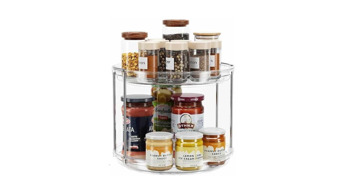 Lamu 2 Tier Lazy Susan Turntable Organizer 9.25'' Rotating Spice