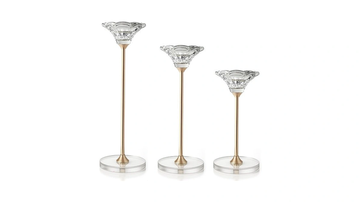 Maleoruigy Candlestick Holders, Crystal 2 In 1 Taper And Pillar