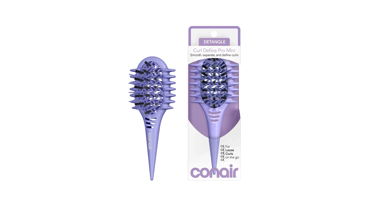 Conair Curly Hair Brush, Mini Detangler For Loose Curls, Dual-vent