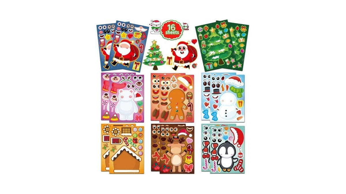 Christmas Stickers,stocking Stuffers For Kids,make-a-face Stickers For Kids