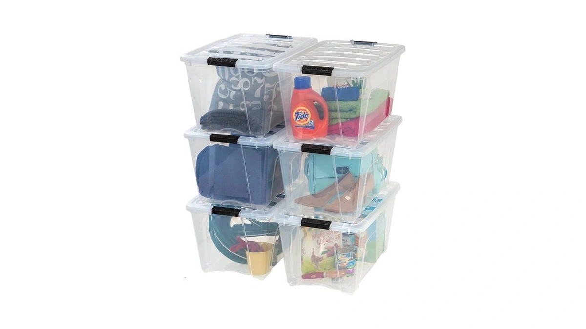 Iris Usa 6-pack 54 Quart Storage Bins With Lids, Clear