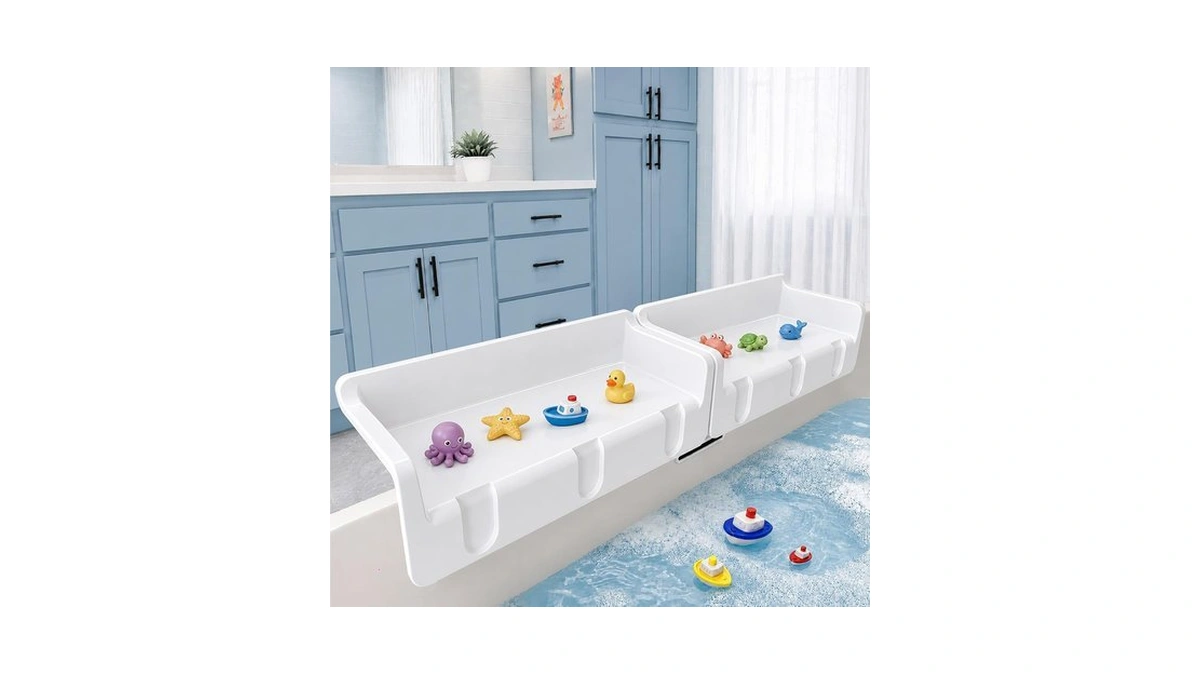 Gotega Bathtub Splash Guard For Kids, Toddler Bath Toy Tray