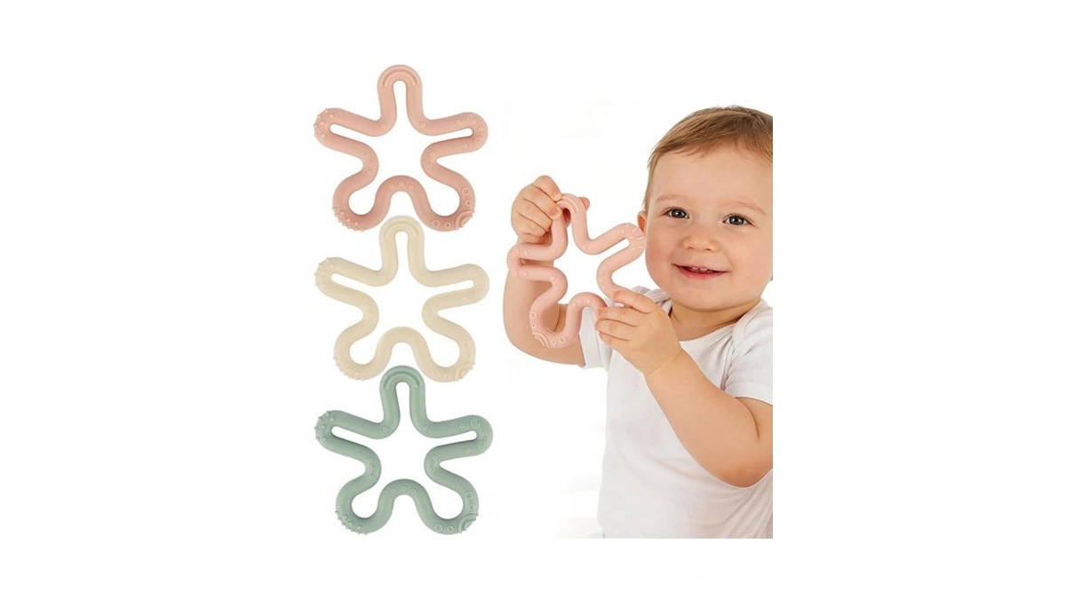 Fu Store 3pcs Coral Flower Teether Ring Baby Teething Toys