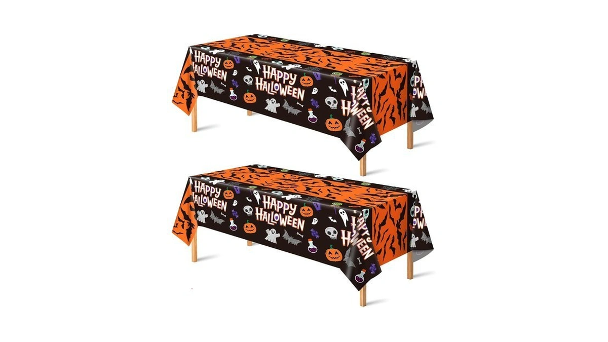 Ohome Halloween Decorations - 2 Pack Plastic Tablecloth For Halloween
