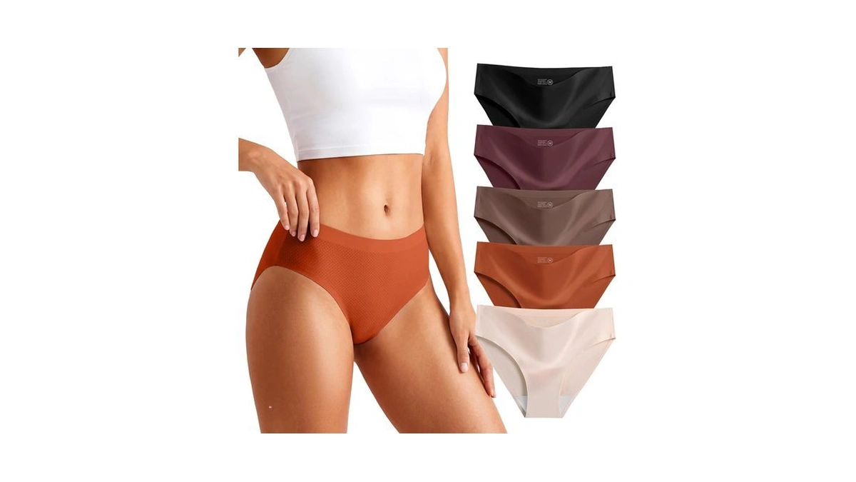 Riozz Women's Seamless Bikini Underwear, Low Rise No Show, 5